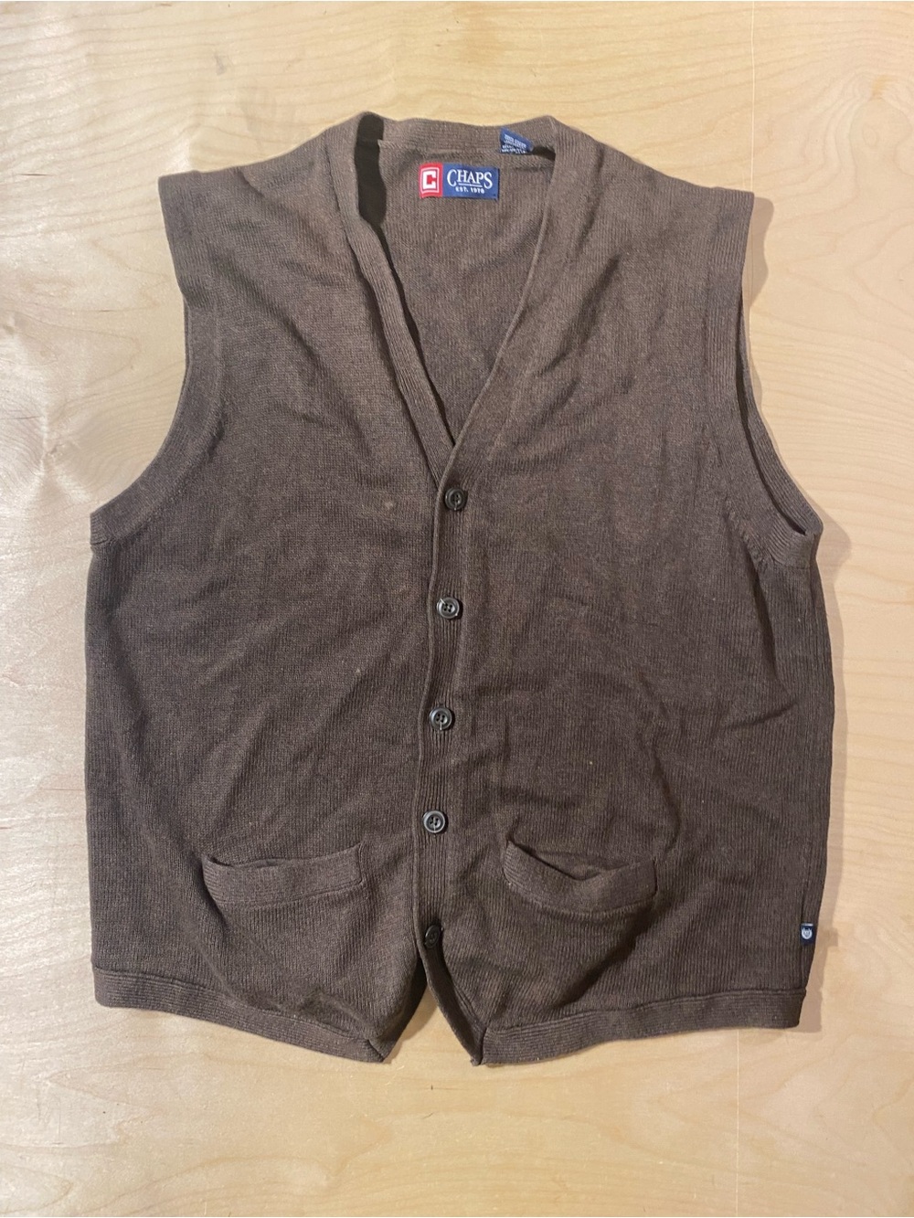 Chaps Brown Button-Front Men’s Knit Vest XL (SW)